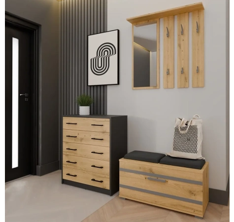 Szafka na obuwie ALEX ANTRACYT ARTISAN Do Przedpokoju-2