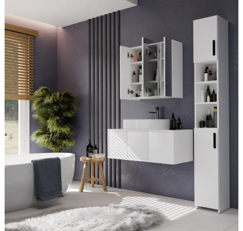 Szafka Łazienkowa POLA 3L Wisząca Z 3 Lustrami Nad Umywalkę 3 Drzwi BIAŁA-3