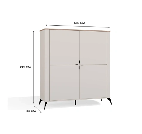 Komoda CORDOBA 4D Kaszmir Beż Dąb Castello Szafka 4 Drzwi 8 Półek Salon-7