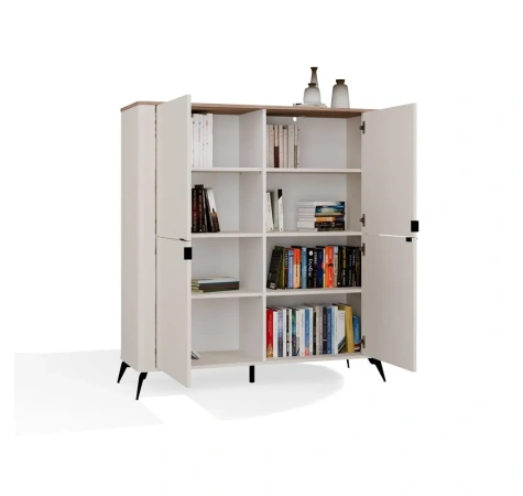 Komoda CORDOBA 4D Kaszmir Beż Dąb Castello Szafka 4 Drzwi 8 Półek Salon-8