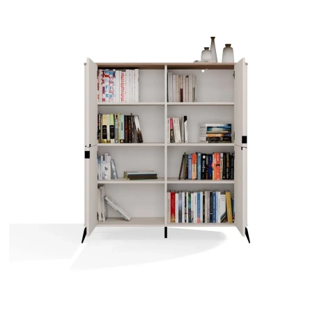 Komoda CORDOBA 4D Kaszmir Beż Dąb Castello Szafka 4 Drzwi 8 Półek Salon-10