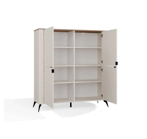 Komoda CORDOBA 4D Kaszmir Beż Dąb Castello Szafka 4 Drzwi 8 Półek Salon-12