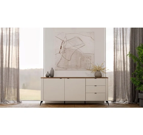 Komoda CORDOBA 2D3S Kaszmir Beż Dąb Castello Szafka 3 Szuflady Cichy Domyk-2