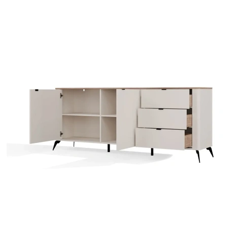 Komoda CORDOBA 2D3S Kaszmir Beż Dąb Castello Szafka 3 Szuflady Cichy Domyk-6