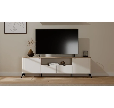 Szafka RTV CORDOBA 2S2S Kaszmir Beż Dąb Castello Szafka Pod TV 2 Szuflady-5