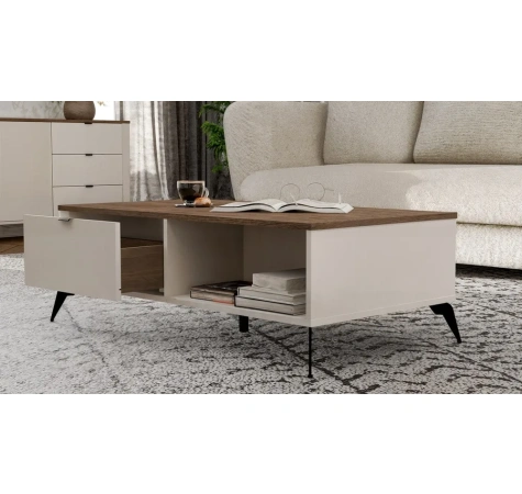 Stolik Kawowy Ława CORDOBA Kaszmir Beż Dąb Castello 2 Szuflady Do Salonu-4