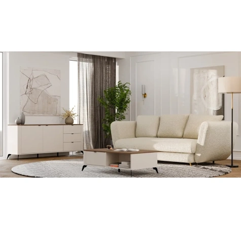 Stolik Kawowy Ława CORDOBA Kaszmir Beż Dąb Castello 2 Szuflady Do Salonu-6