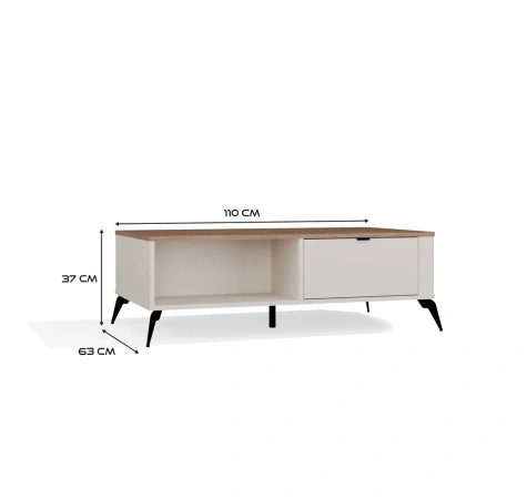 Stolik Kawowy Ława CORDOBA Kaszmir Beż Dąb Castello 2 Szuflady Do Salonu-7