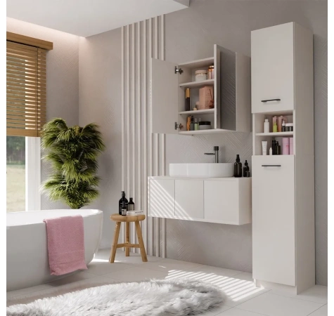 Szafka Łazienkowa Wisząca Z Lustrem Nad Umywalkę POLA 2DL 2 Drzwi KASZMIR-4