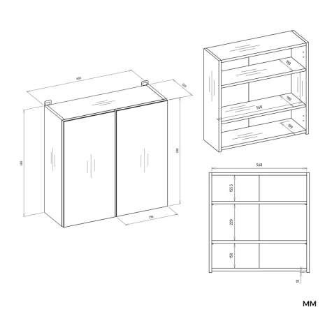 Szafka Łazienkowa Wisząca Z Lustrem Nad Umywalkę POLA 2DL 2 Drzwi KASZMIR-7