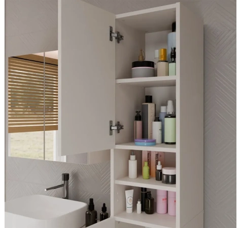 Szafka Łazienkowa Słupek 32 cm MARBELA 1.0 Regał Słupek 2 Drzwi KASZMIR BEŻ-3