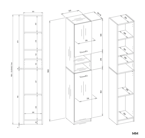 Szafka Łazienkowa Słupek 32 cm MARBELA 1.0 Regał Słupek 2 Drzwi KASZMIR BEŻ-7