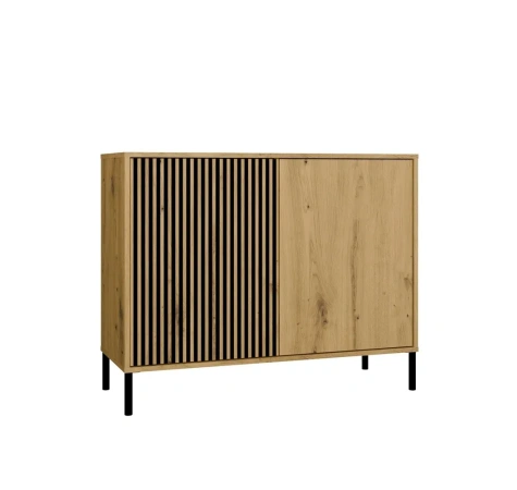 Komoda Front Ryflowany Szafka KAMARO 2D Slim / Gładki DĄB ARTISAN Lamele-8