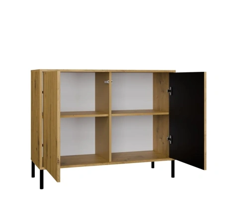 Komoda Front Ryflowany Szafka KAMARO 2D Slim / Gładki DĄB ARTISAN Lamele-9