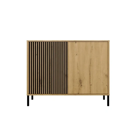 Komoda Front Ryflowany Szafka KAMARO 2D Slim / Gładki DĄB ARTISAN Lamele-10