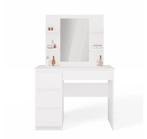 Toaletka MARINA 4P LUSTRO MIJAS LEWE 4 Szuflady 4 Półki BIAŁA Do Sypialni-6