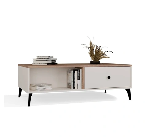 Stolik Kawowy Ława POINT 2S 110 Kaszmir Beż Dąb Castello 2 Szuflady Do Salonu-9