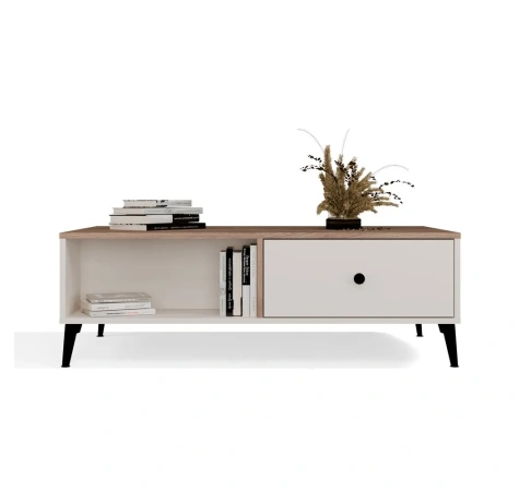 Stolik Kawowy Ława POINT 2S 110 Kaszmir Beż Dąb Castello 2 Szuflady Do Salonu-11