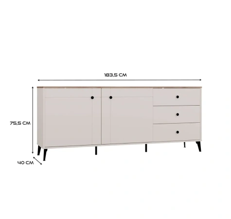 Komoda POINT 2D3S Kaszmir Beż Dąb Castello Szafka 3 Szuflady 2 Drzwi Salon-6