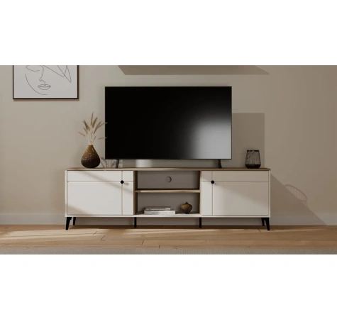 Szafka RTV POINT 2D Kaszmir Beż Dąb Castello Szafka Pod TV 2 Drzwi-7