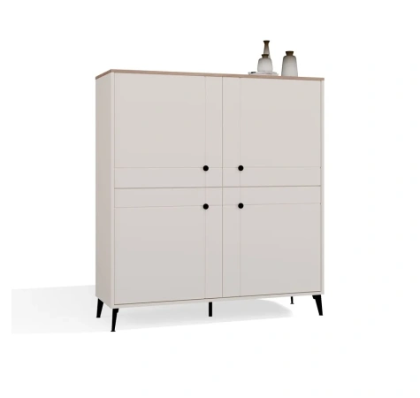 Komoda POINT 4D Kaszmir Beż Dąb Castello Szafka 4 Drzwi 8 Półek Do Salonu-9