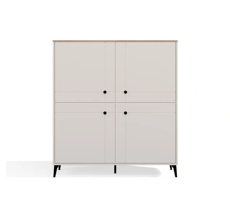 Komoda POINT 4D Kaszmir Beż Dąb Castello Szafka 4 Drzwi 8 Półek Do Salonu-11