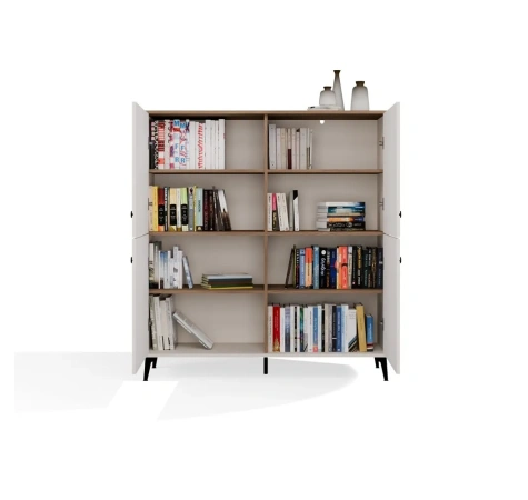 Komoda POINT 4D Kaszmir Beż Dąb Castello Szafka 4 Drzwi 8 Półek Do Salonu-12