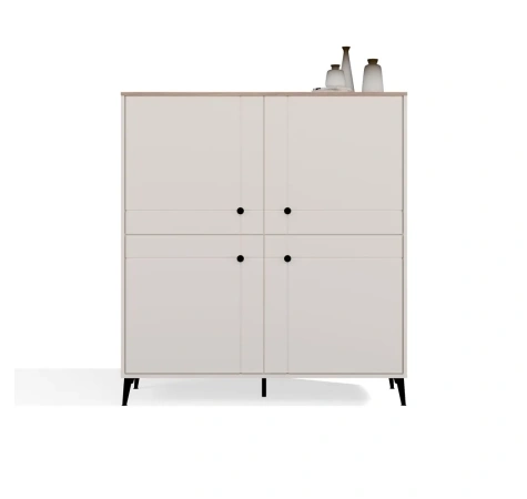 Komoda POINT 4D Kaszmir Beż Dąb Castello Szafka 4 Drzwi 8 Półek Do Salonu-13