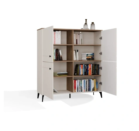 Komoda POINT 4D Kaszmir Beż Dąb Castello Szafka 4 Drzwi 8 Półek Do Salonu-14