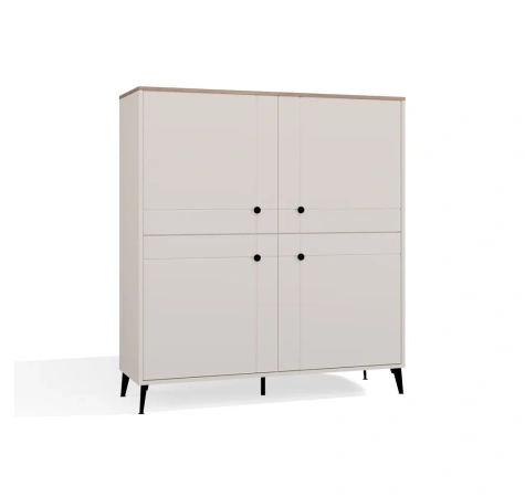 Komoda POINT 4D Kaszmir Beż Dąb Castello Szafka 4 Drzwi 8 Półek Do Salonu-15