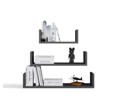 Półka Wisząca MOBI 3P Komplet 3x – Nowoczesne Półki Ścienne ANTRACYT-6