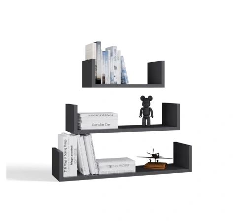 Półka Wisząca MOBI 3P Komplet 3x – Nowoczesne Półki Ścienne ANTRACYT-8