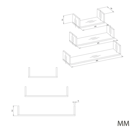 Półka Wisząca MOBI 3P Komplet 3x – Nowoczesne Półki Ścienne KASZMIR BEŻ-5