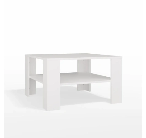 Stolik Kawowy Z Półką Pod Blatem SQUARE BIAŁY Ława Do Salonu Pokoju-9