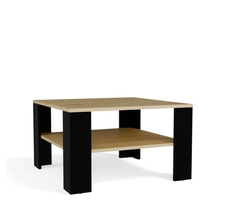 Stolik Kawowy Z Półką Pod Blatem SQUARE DĄB ARTISAN CZARNY Ława Do Salonu Pokoju-8