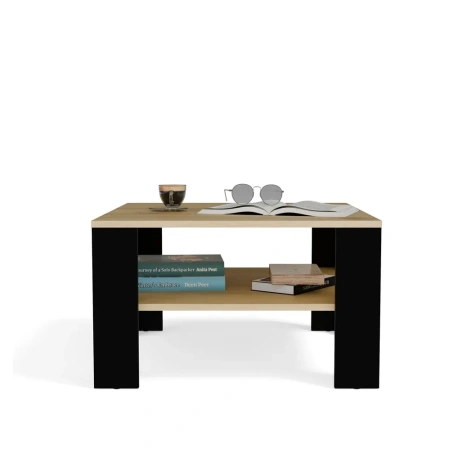 Stolik Kawowy Z Półką Pod Blatem SQUARE DĄB ARTISAN CZARNY Ława Do Salonu Pokoju-9