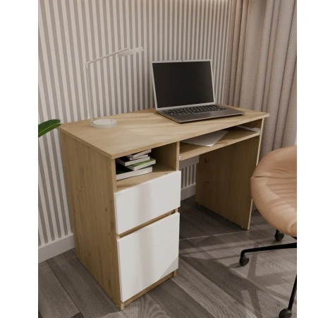 Biurko Komputerowe PORTO LEWE DĄB ARTISAN / BIAŁY Z Szufladą 98,5x75x51 Cm-6