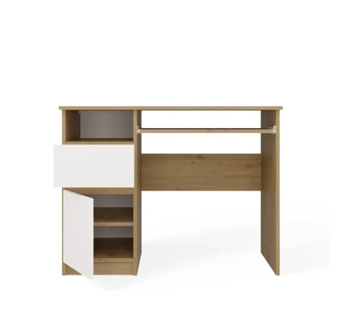 Biurko Komputerowe PORTO LEWE DĄB ARTISAN / BIAŁY Z Szufladą 98,5x75x51 Cm-8