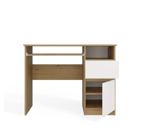Biurko Komputerowe PORTO PRAWE DĄB ARTISAN / BIAŁY Z Szufladą 98,5x75x51 Cm-8