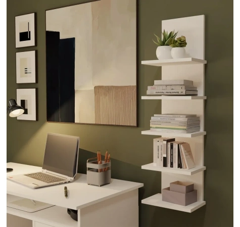 Regał Wiszący R5P 5 Półek Na Książki Do Biura Salonu Pokoju Dziecka BIAŁY-2