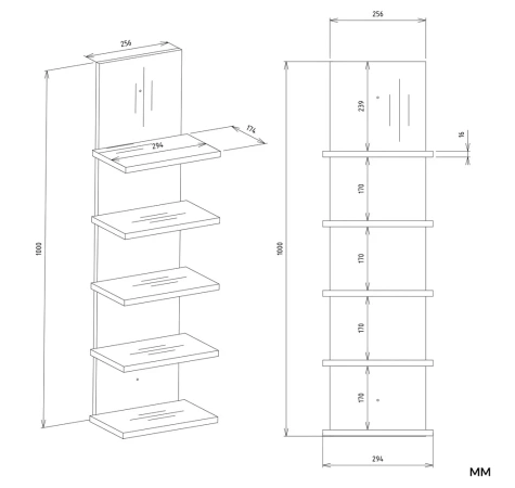 Regał Wiszący R5P 5 Półek Na Książki Do Biura Salonu Pokoju Dziecka BIAŁY-6