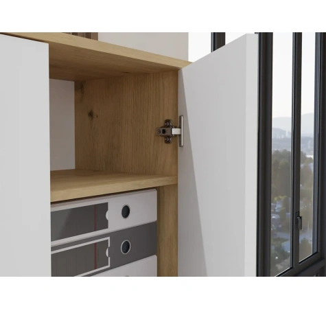 Regał Biurowy OLIV 2D 2 Drzwi Do Biura Do Gabinetu Salonu DĄB ARTISAN BIEL-4