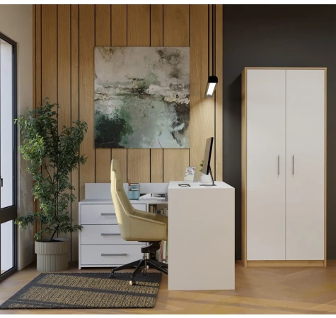 Regał Biurowy OLIV 2D 2 Drzwi Do Biura Do Gabinetu Salonu DĄB ARTISAN BIEL-5