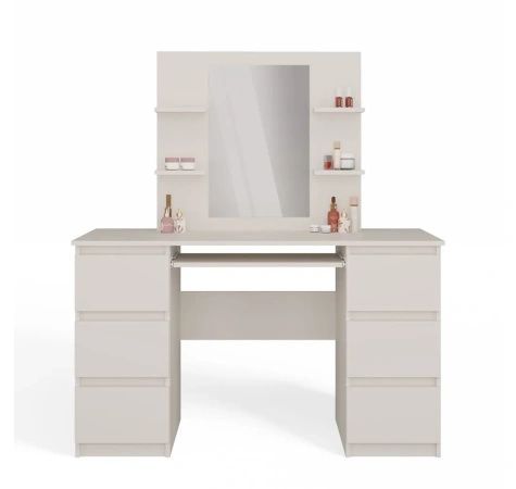 Toaletka Kosmetyczna Z Lustrem Do Makijażu Zestaw MARINA 4P + KUBA Biurko KASZMIR-7