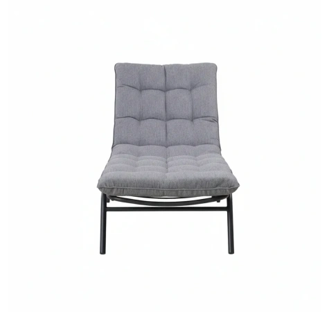 Leżak VIBE Ogrodowy z Poduszką Stalowy Regulacja Czarny Szary-11