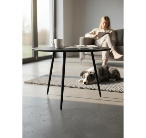 Stolik Kawowy Ogrodowy VIBE 60 Cm Stalowy 3 Nogi Szary-2