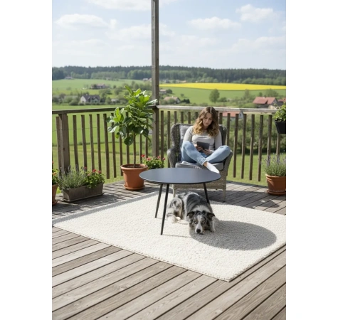 Stolik Kawowy Ogrodowy VIBE 60 Cm Stalowy 3 Nogi Szary-3