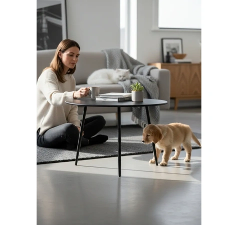 Stolik Kawowy Ogrodowy VIBE 60 Cm Stalowy 3 Nogi Szary-5