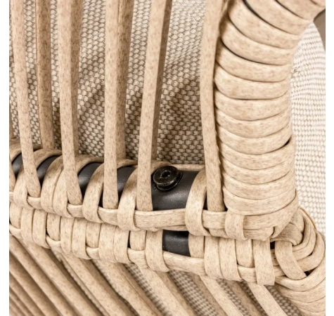 Fotel HOLAND Ogrodowy z Poduszką Rattanowy Stalowy 142 cm BEŻOWY-5