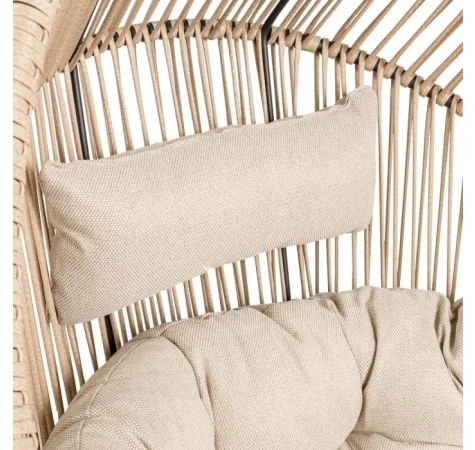 Fotel HOLAND Ogrodowy z Poduszką Rattanowy Stalowy 142 cm BEŻOWY-6